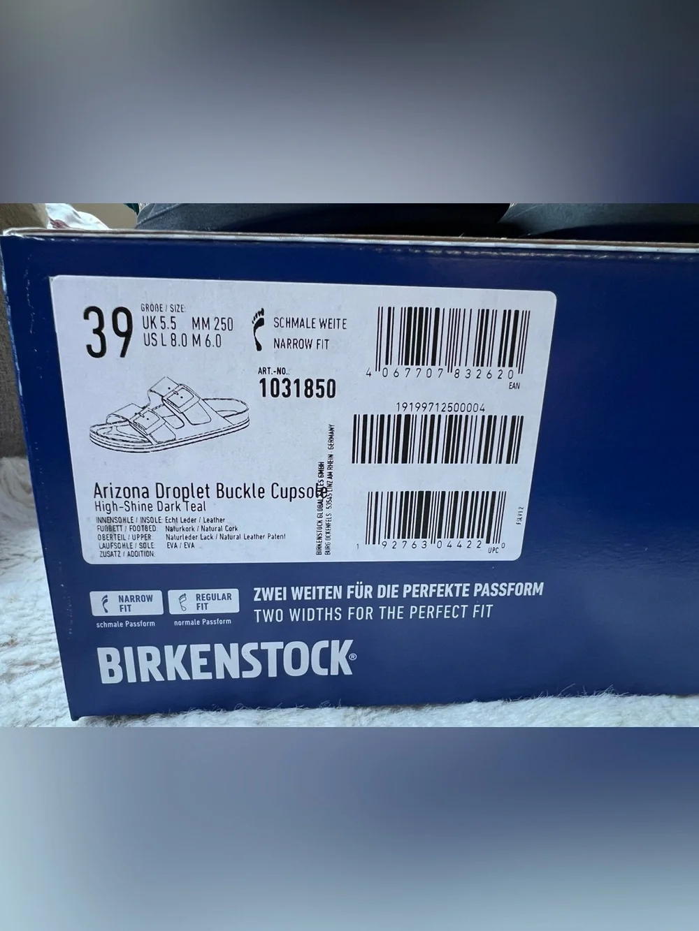 Birkenstock Arizona Droplet Buckle Cupsole High Shine Dark Teal EU 39 US 8